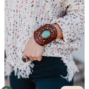 Three Birds Nest Aegean Boho Leather Cuff Bracelet